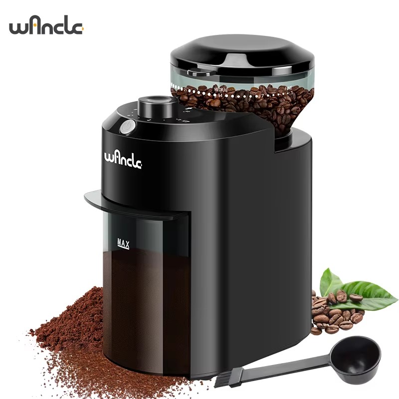 Coffee Grinder Burr Flat - Электрическая кофемолка Wancle, регулируемая мельница с